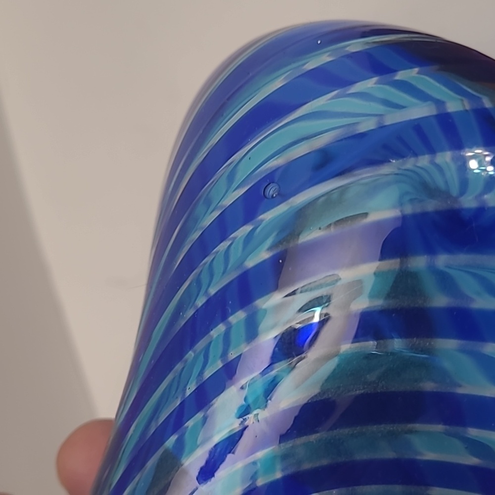 Vintage Elegant Blue Swirl Glass Perfume Atomizer - Picture 5 of 7